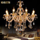 Luxurious European Style Champagne Amber Candle Crystal Chandelier Bedroom Living Room Restaurant Hotel Crystal Lamp