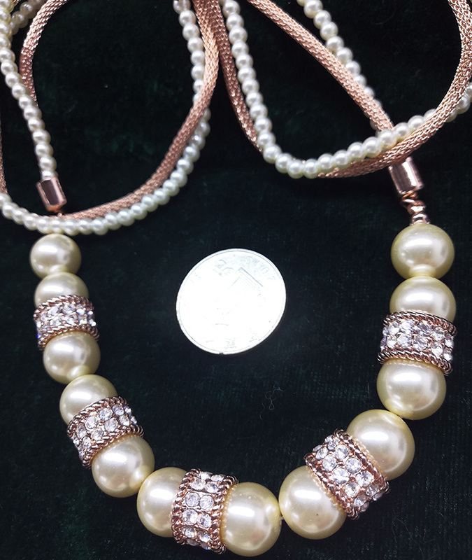 Original Foreign Trade Vintage Court-Style Bridal and Bridesmaid Lace Dress Imitation Cream Pearl Rose Gold Seed Bead Rhinestone Necklace Original Foreign Trade Vintage Court-Style Bridal and Bridesmaid Lace Dress Imitation Cream Pearl Rose Gold Seed Bead Rhinestone Necklace