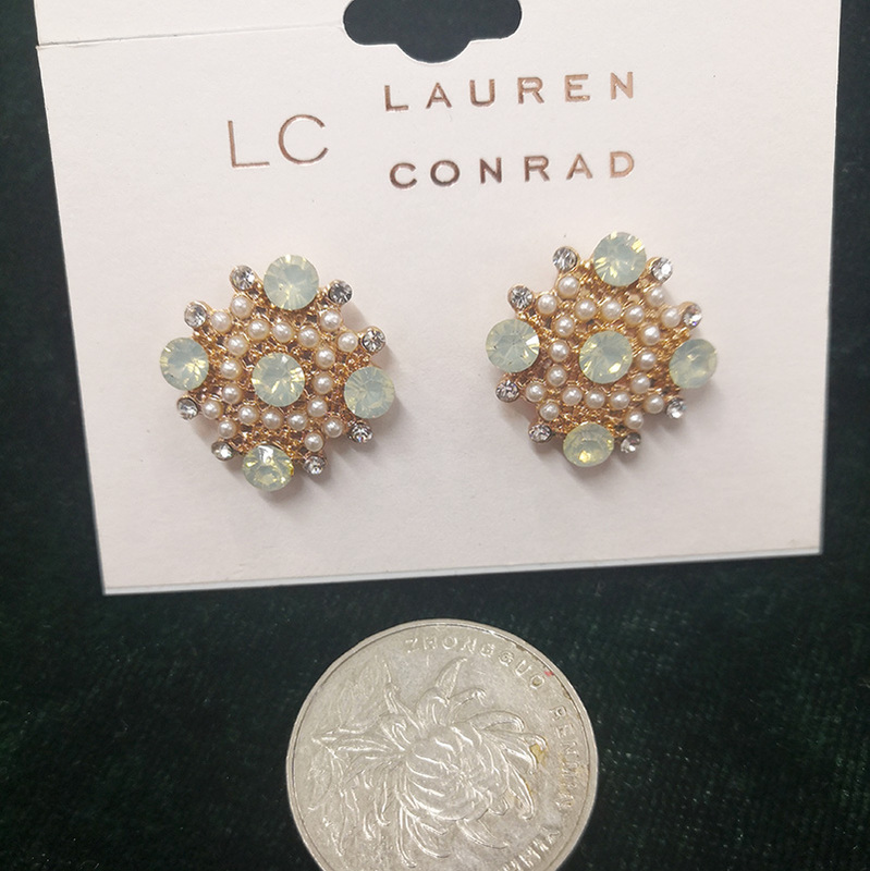 Original Foreign Trade Items Lauren Conrad Imitation Pearl Rhinestone Opal Crystal New Bridesmaid Wedding Earrings from the Usa
