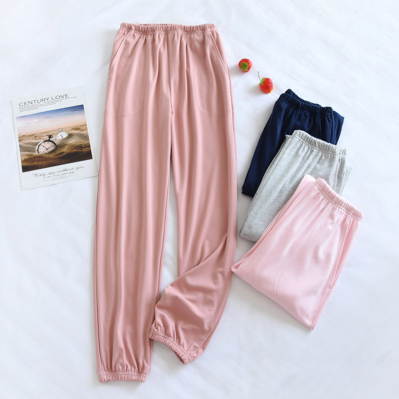 Sleeping Pants Woman Pure Cotton Spring Autumn New Closing Long Pants Full Cotton Large Size Summer Slim loose Anti-mosquito air conditioning Home pants
