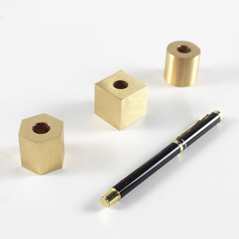 Nordic creative brass pen plug simple geometric shape paper tabletop contains pen frame