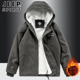 Jeep, мужской утепленный джип, демисезонная куртка, короткая бархатная толстовка с капюшоном, пуховик, свободный крой, увеличенная толщина