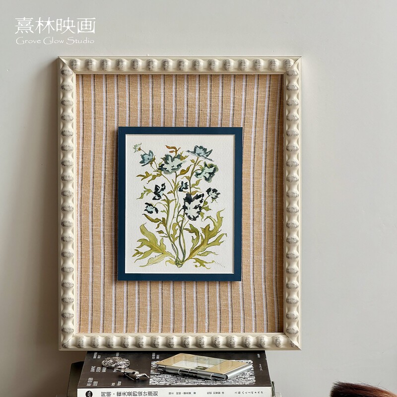 【Lan Wu Qin Lan】Xilin Niche Vintage Botanical Floral Decorative Painting for Living Room and Study Background Wall Decoration