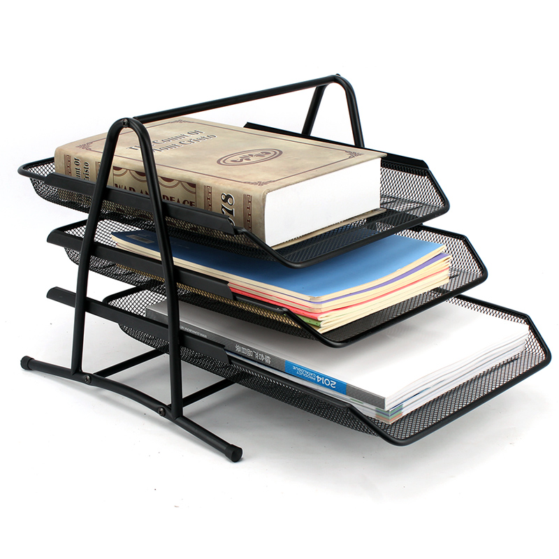 Metal barbed wire shaped three layers of movable file tray Desktop File finishing basket Multi-layer iron File shelf Magazine shelf File finishing containing pull-out file tray