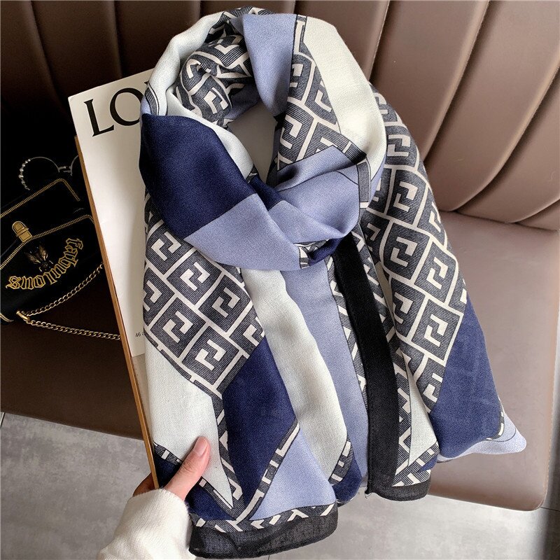 Luxe new letter pattern cotton and linen handle neck fashion outerwear shawl