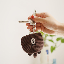 Cartoon cartoon knitted pull key bag handmade wool key set girl cute little gift finished product
