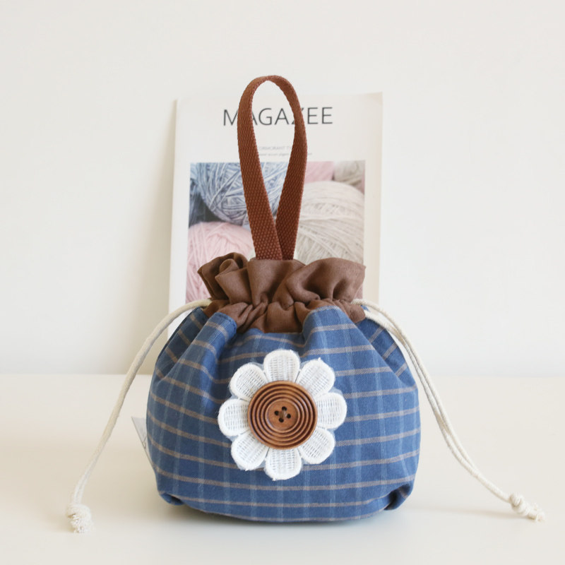 Three-color repair program cotton linen fabric art hand bag sweet lady bag Women's drawstring small cloth bag mobile phone bag