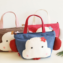 ins summer cartoon canvas hand-held messenger bag ladies shoulder bag Korea mommy bag