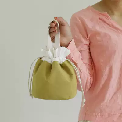 Japanese small fresh cotton and linen fabric handbag women's summer beam mouth hand bag Sen female style small mommy bag