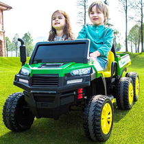  Childrens electric stroller dump tractor toy car can sit on adults and babies with bucket six-wheeled double-seater truck