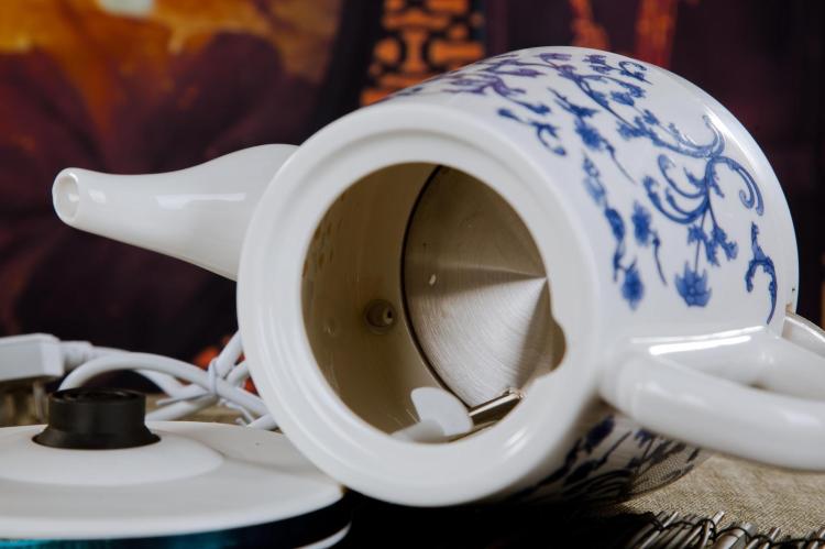 ấm sắc thuốc Jingdezhen Ấm đun nước bằng điện gốm gia dụng Tự động Tắt nguồn Chống cháy sứ Ấm siêu tốc Ấm sứ lớn màu xanh và trắng ấm nấu nước