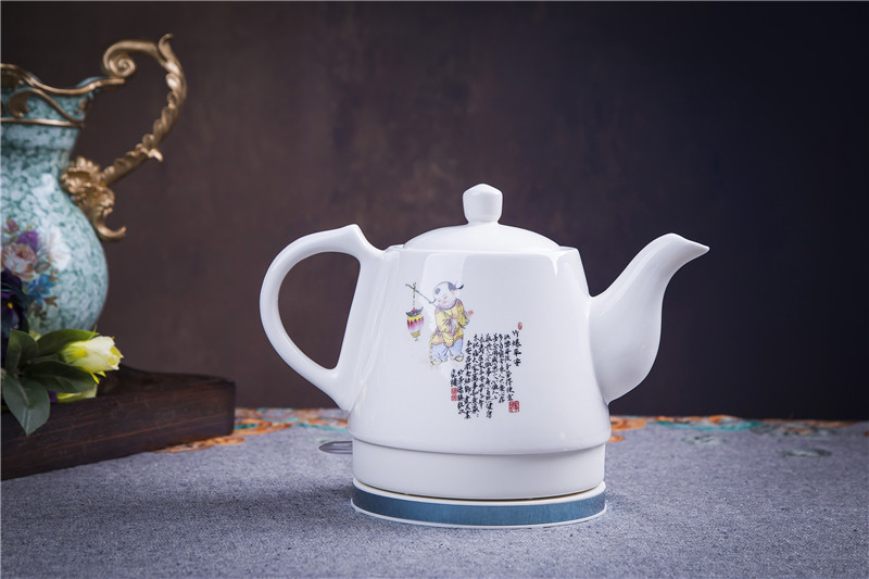 ấm sắc thuốc Jingdezhen Ấm đun nước bằng điện gốm gia dụng Tự động Tắt nguồn Chống cháy sứ Ấm siêu tốc Ấm sứ lớn màu xanh và trắng ấm nấu nước