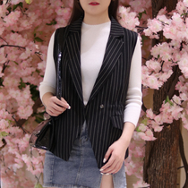 Striped vest autumn ladies 2021 spring new fashion ride Korean loose personality vest sleeveless jacket