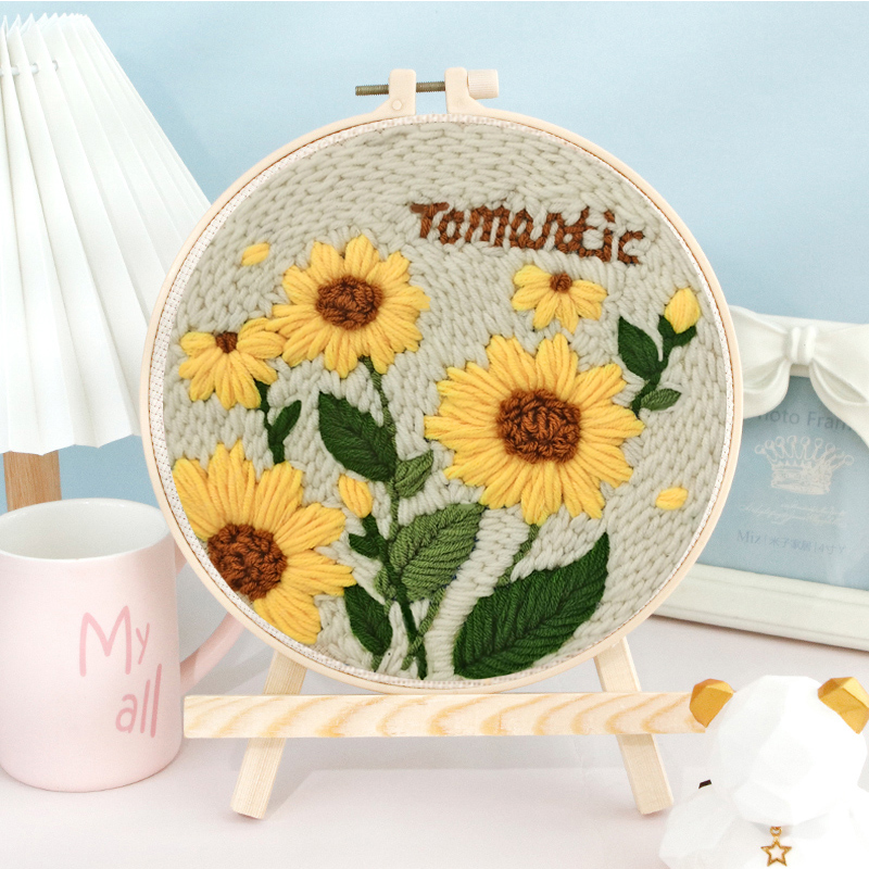 Russian poke embroidery wool yarn by hand for beginners simple DIY gift embroidery material bag decoration