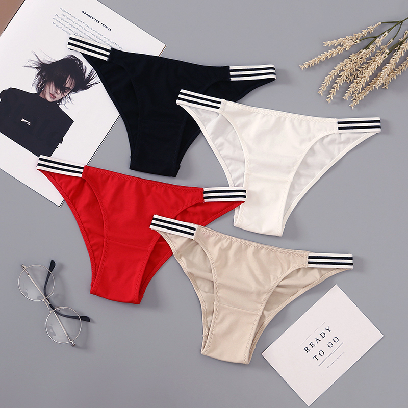 Meichunfei Low-Waist Half-Coverage Panties Women's Briefs European and American Style Elastic Simple Narrow Edge Unique New Fashion