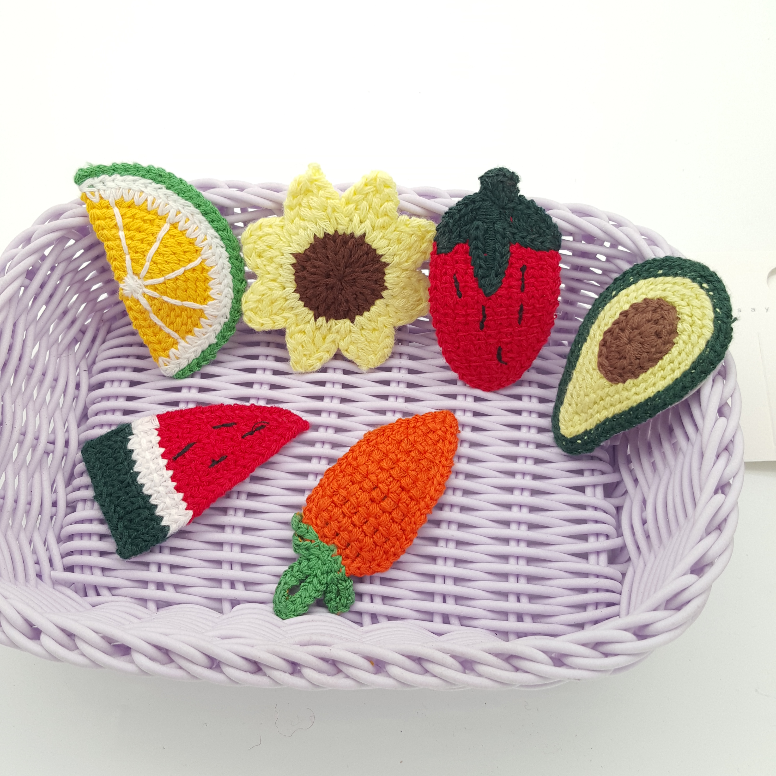 Fruit knitted bangs BB clip children's Korean ins girl wind knitted hair clip side clip hair clip female headwear