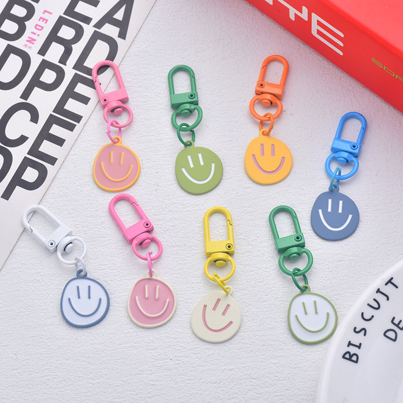 Smile Candy-Colored Smiley Face Keychain Korean Version Cartoon Car Headphone Pendant Cute Sweet Girl Bag Decoration