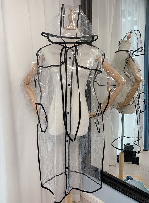 Hello, Qian Qingzi, Saturday. Tian Xiwei's Same Style Pvc Plastic Long Transparent Women's Cycling Raincoat