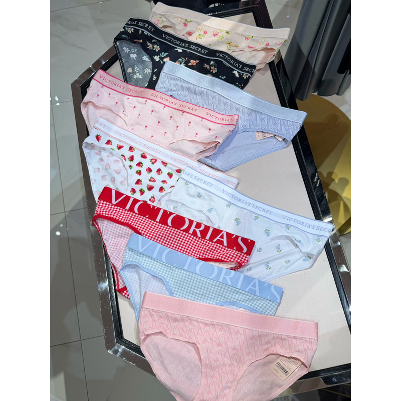 Victoria's Secret Logo Elastic Waistband Printed Sexy Women's Briefs Low-Waist Underwear Summer Thin Style