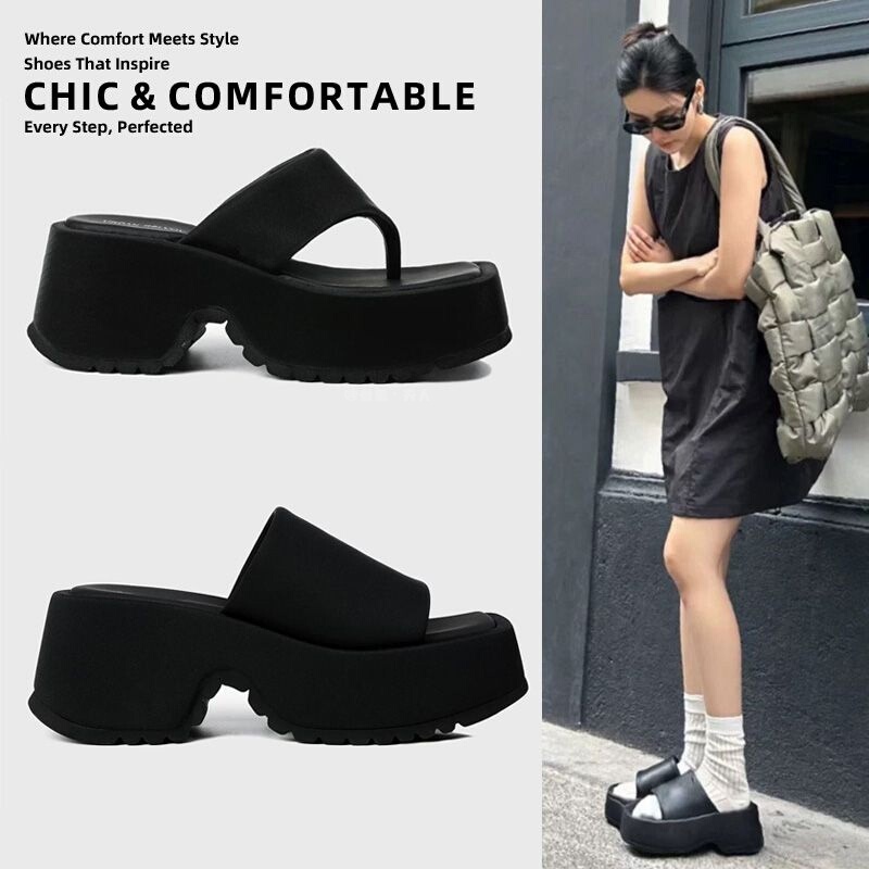 Italy Sanli~Zhao Lusi's Same Style Thick-Soled Slippers for Women, Summer Fashion Versatile Height-Increasing Sandals for Petite Women