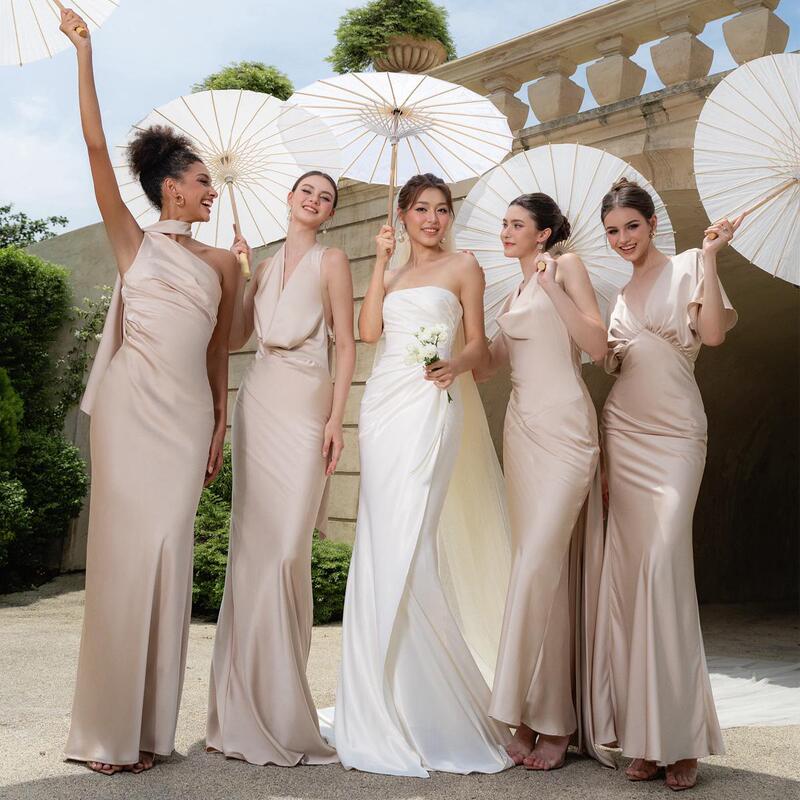 2024 New Bridesmaid Dresses, Sister Outfits, Best Friend Outfits, High-End Niche Satin, Can Be Worn Daily, Fairy-Like, Slimming, Autumn 2024 New Bridesmaid Dresses, Sister Outfits, Best Friend Outfits, High-End Niche Satin, Can Be Worn Daily, Fairy-Like, Slimming, Autumn