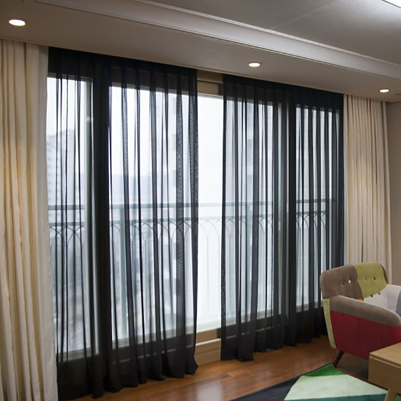 Black yarn curtain Curtains Balcony Yarn Free to install Black yarn Decorative Bedroom Floating Windows Shading Partition Window Veil door curtain-Taobao