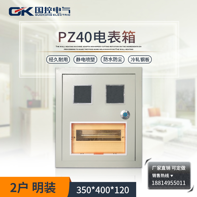 Home Single-Phase Electric Meter Box 2 Households Single Sheet PZ40 Empty Open 10 Loop Lighting Electric Meter Box 350 * 400 * 120 Ming dress