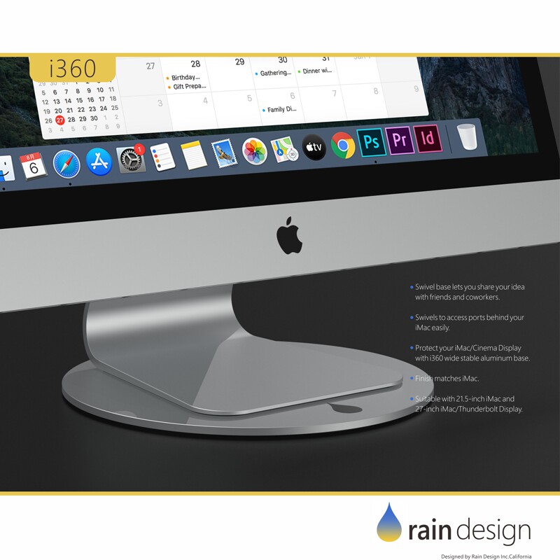 I360 All-In-One Imac Computer Monitor 360-Degree Rotating Universal Chassis Aluminum Alloy Rotating Base Turntable