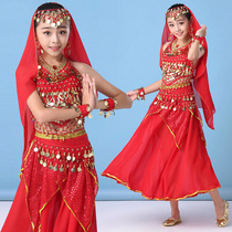 Childrens performance costume Female childrens belly dance dance costume Tianzhu Princess performance costume Indian dance costume Xinjiang dance dress