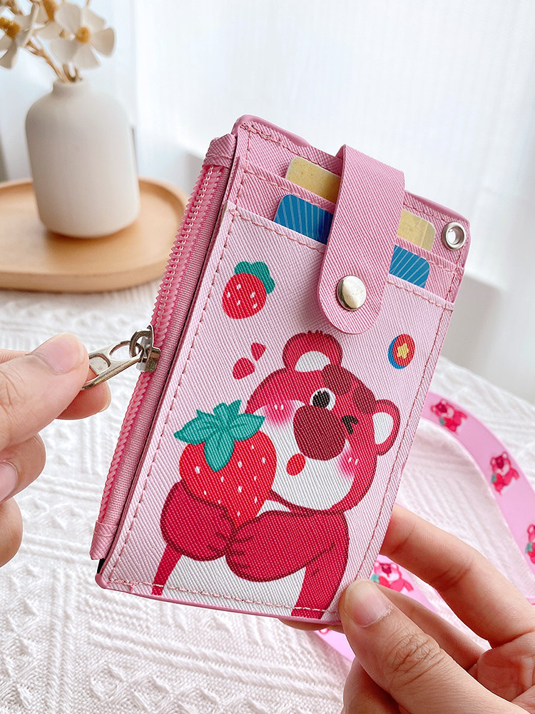 Multi-Card Slot Cartoon Lanyard Student Campus Card Badge Id Card Holder Zipper Coin Lanyard Meal Card Bus Card Holder