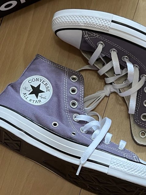 Converse AllStar ທີ່ແທ້ຈິງສີຂີ້ເຖົ່າສີມ່ວງສູງເທິງຜູ້ຊາຍແລະແມ່ຍິງເກີບ canvas breathable A02062C