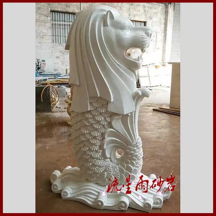 Sandstone Reliefs Customized Singapore Jet Lion Glass Fiber Resin Foam Cement Cast Bronze Sculpture Pendulum decoration