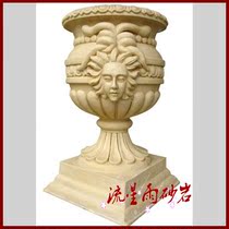 Sandstone relief flower pot flower pot garden sandstone sculpture glass fiber reinforced plastic community home decoration Hotel Villa decoration materials