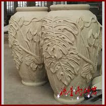 Sandstone relief Flower Bowl garden sandstone sculpture glass fiber reinforced plastic flower pot Real Estate villa hotel home decoration materials