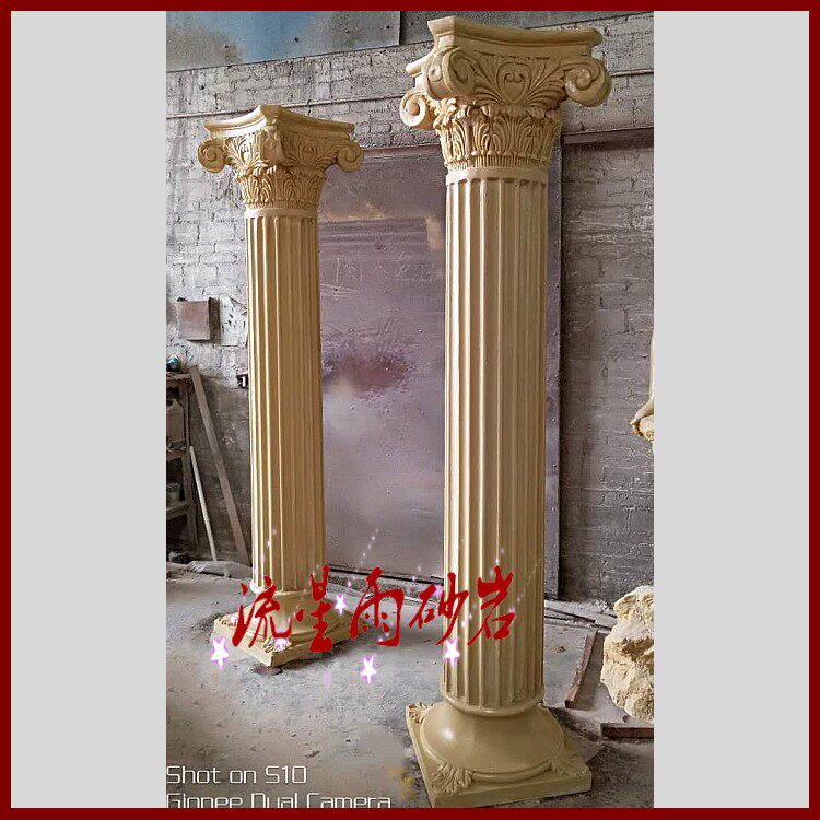Relief custom sandstone sculpture glass steel antique copper resin foam cast copper column Roman column European column decoration