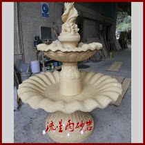 Artificial sandstone relief Garden Glass steel sandstone sculpture large two-story Fountain Flower Body Hotel Villa materials