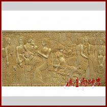 Meteor shower sandstone relief figure sculpture sandstone glass fiber reinforced plastic background wall mural hotel home decoration materials