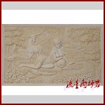  Meteor shower sandstone relief characters girl and sheep background wall painting sandstone FRP hotel villa home material