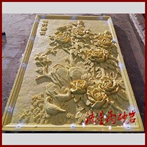 Special sandstone relief flowers blossom rich Chinese sculpture sandstone background wall glass steel Hotel Villa home decoration