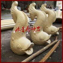  Sandstone relief Arowana water spray garden sandstone sculpture FRP hotel villa community home improvement decoration materials