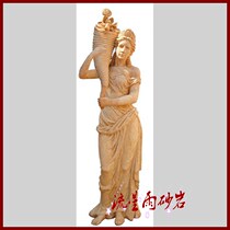 Meteor shower sandstone relief glass fiber reinforced plastic round carving flower female image city sandstone sculpture garden Real Estate decoration materials