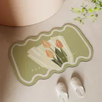 Матовая грязь пола ванной комнаты, подушка водопоглощения, дверь ванной комнаты, домашний туалет без стекла