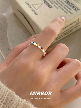 925 sterling silver drip oil love ring women's fine ring niche design tail ring joint ring student