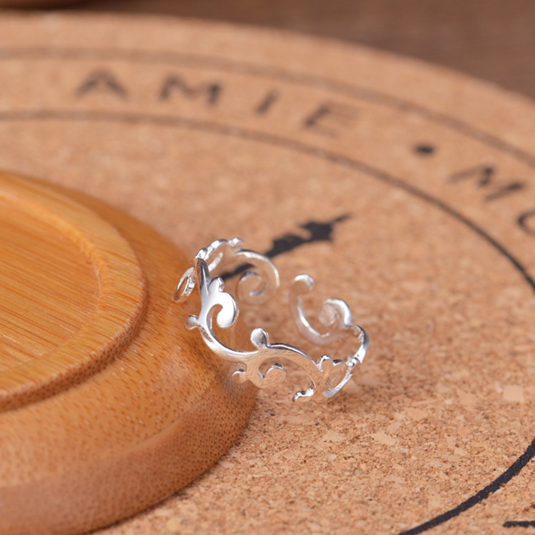 Phiên bản Hàn Quốc của nhẫn S925 sterling bạc Xiangyun nhẫn hoa rỗng Nhật Bản và Hàn Quốc tươi mới và sành điệu nhan vang
