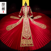 Xiuhe clothing 2021 New Chinese bridal clothing winter wedding dress out of the pavilion thin Chinese style improved dragon and phoenix gown