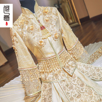 Xiuhe clothing bride 2021 New champagne toast wedding Chinese wedding dress golden winter out of the Cabinet
