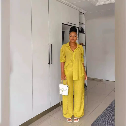 Осенняя рубашка, штаны, комплект, европейский стиль, Amazon, свободный прямой крой, (в наличии на складе)