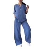 Модные комфортные штаны, комплект, европейский стиль, оверсайз, из хлопка и льна