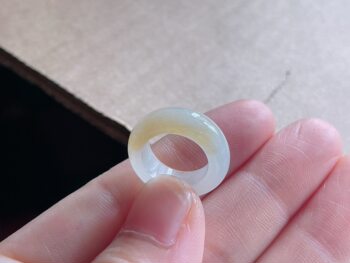 Myanmar natural jade a grade yellow jade ring 12.9-6.1-3.1mm