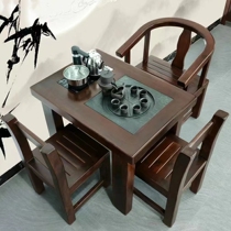 Old boat wood small tea table Chinese log tea making table small apartment home balcony leisure kung fu tea table table and chair combination